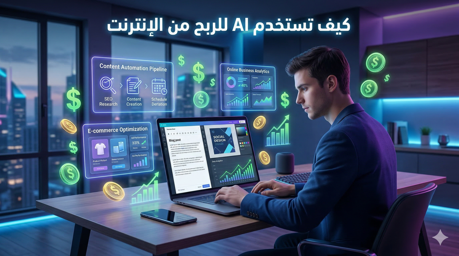 كيف تستخدم الذكاء الاصطناعي للربح من الإنترنت في 2026 (دليل شامل للمبتدئين والمحترفين)